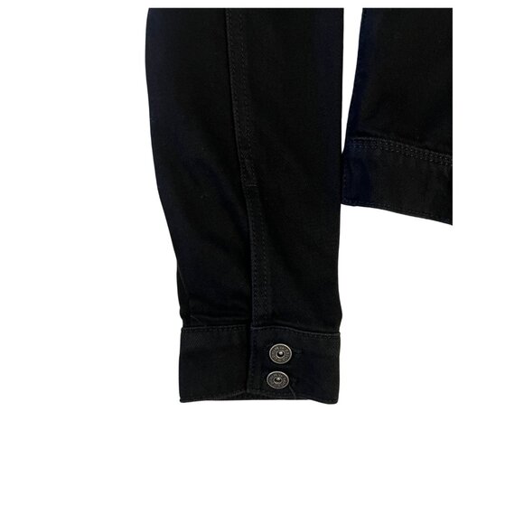 Black PAIGE cropped denim jacket with lace up detail - Picture 5 of 6